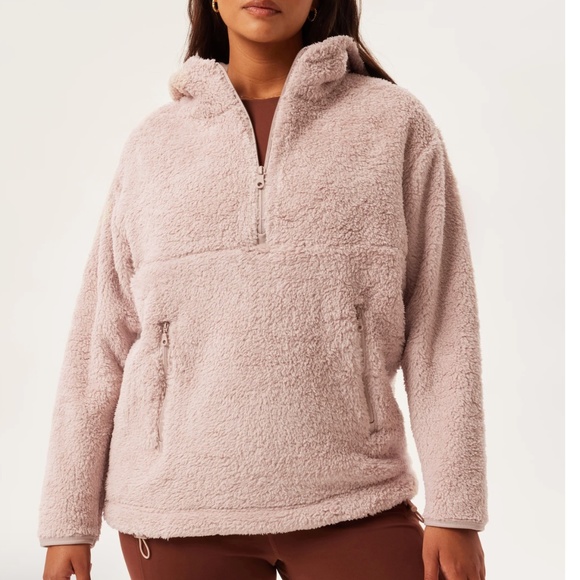 NWT Girlfriend Collection | Pink Quartz Recycled Fleece Faux Sherpa Hoodies, XXL - Picture 1 of 9